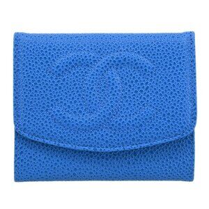 Chanel Blue Calfskin Coin Purse Wallet
